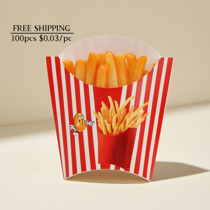 100pcs French Fried Box | Eco Friendly Sturdy Snack Packaging | Reliable Quality | Sinicline
