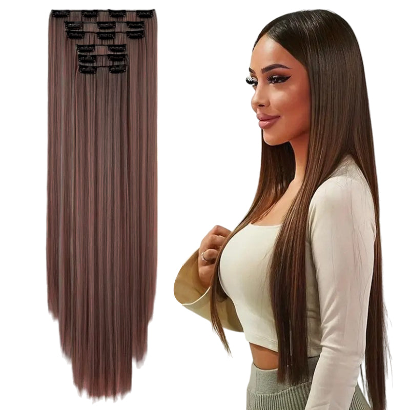 🌲Christmas clearance sale, only $9.90！ Sooooo Beautiful Silk Curly Hair Extensions, 24-inch Lace Mesh Clip Style (4 Wave Curls)