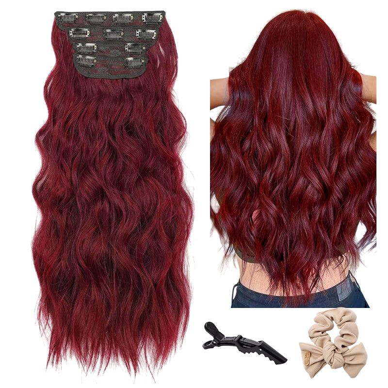 🌲Christmas clearance sale, only $9.90！ Sooooo Beautiful Silk Curly Hair Extensions, 24-inch Lace Mesh Clip Style (4 Wave Curls)