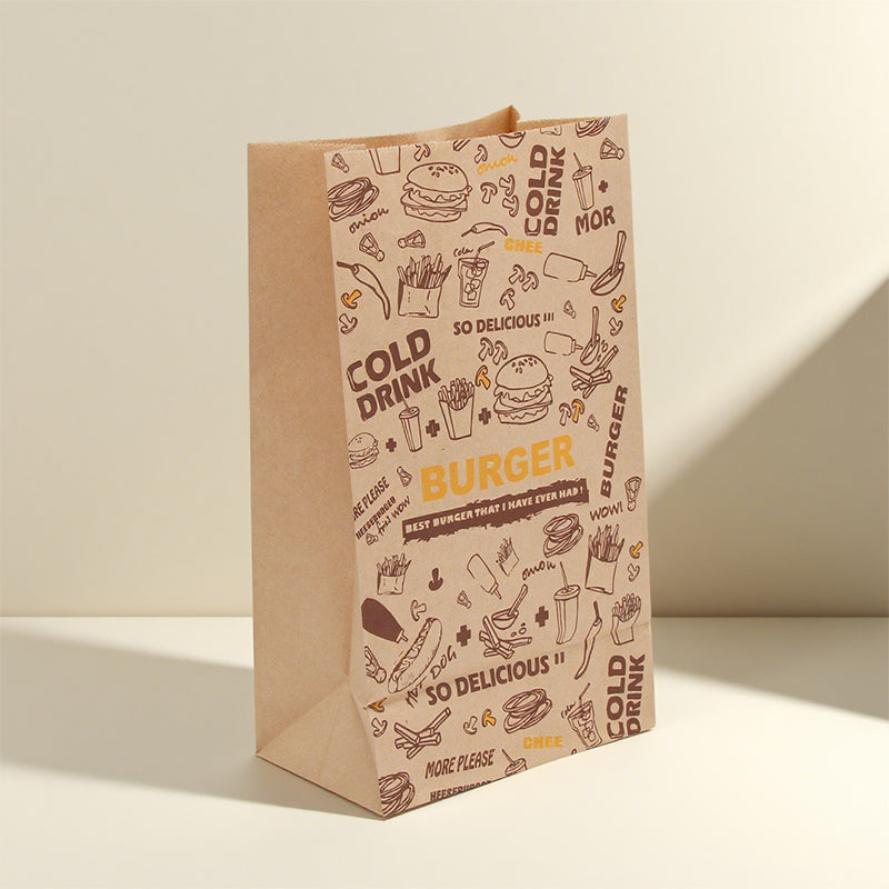 100pcs Fast Food Paper Bag | Takeaway Packaging for Food Trucks | Sinicline