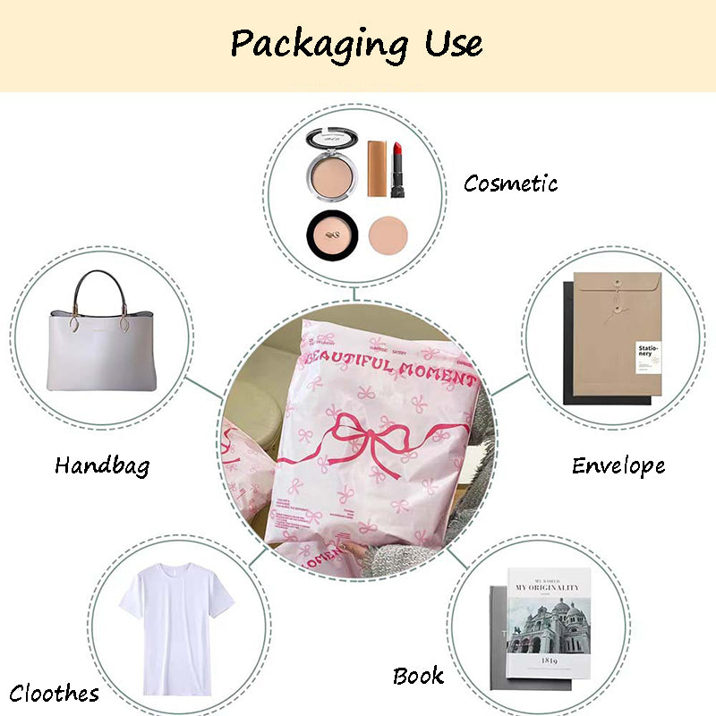 Pink bow-tie express delivery bag, clothing packaging bag, express delivery packing bag, thickened colorful express delivery bag wholesale.