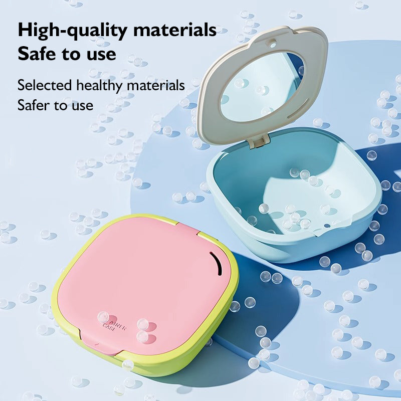 Dental Retainer Case With Drain Basket Portable Mouth Guard False Teeth Denture Storage Box Teeth Aligner Braces Case