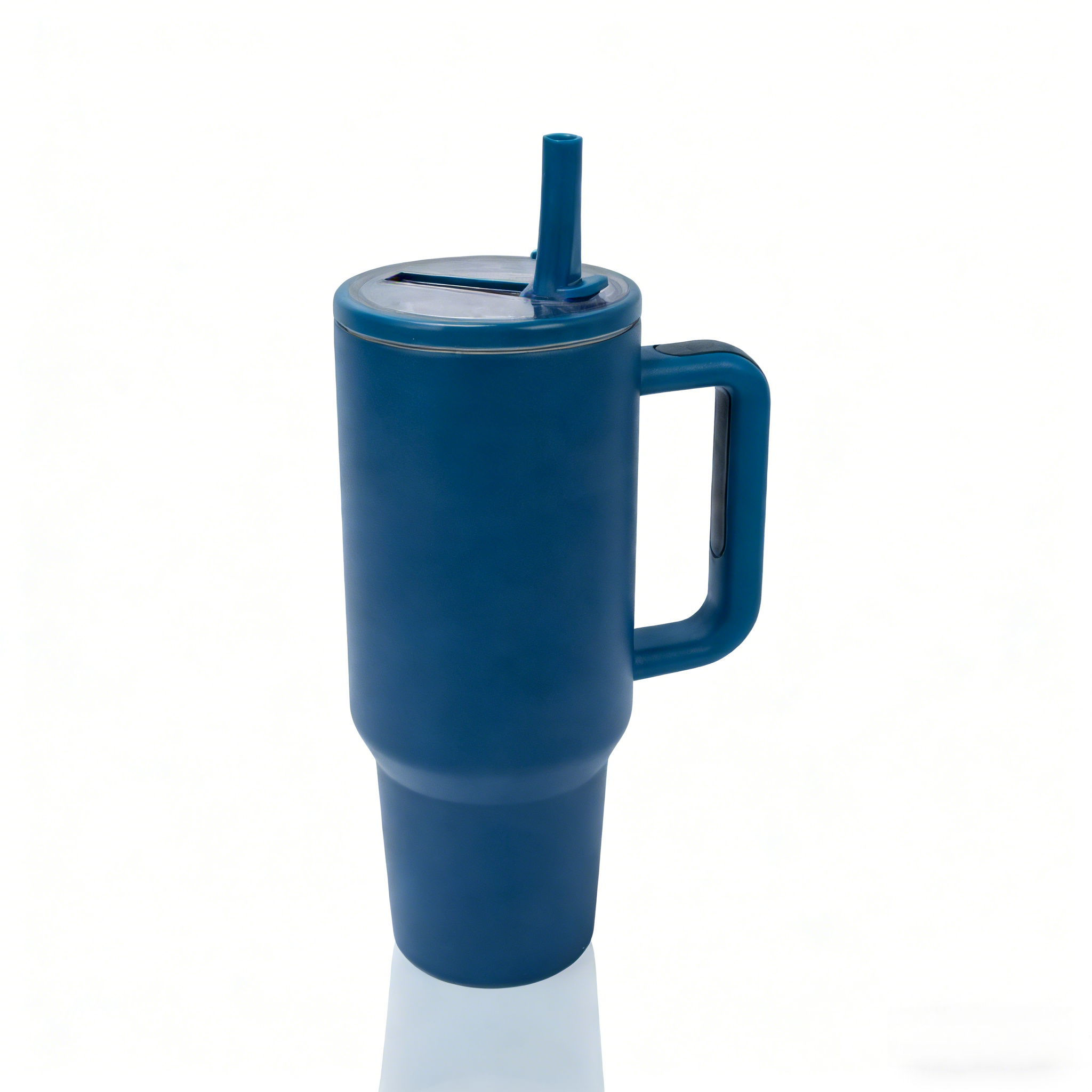 40oz Stainless Steel Insulated Tumbler with Handle & Flip Straw – Navy Blue – Keeps Drinks Hot & Cold