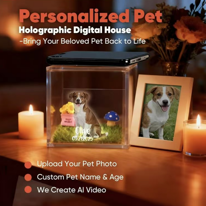 Pet Hologram Interactive Memorial Box - 3D Holographic Projector to Keep Your Pet's Memory Alive Forever
