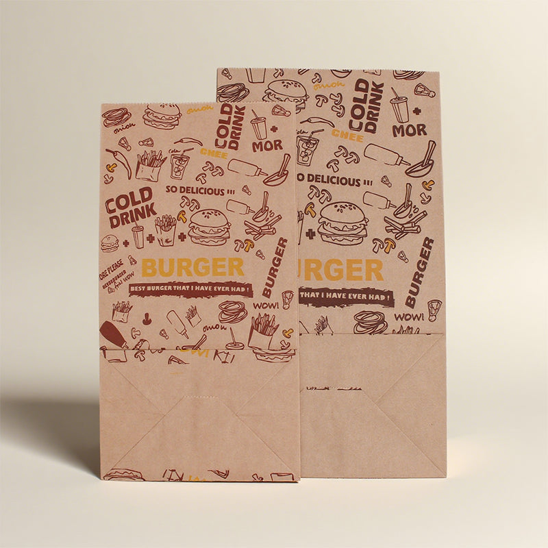 100pcs Fast Food Paper Bag | Takeaway Packaging for Food Trucks | Sinicline