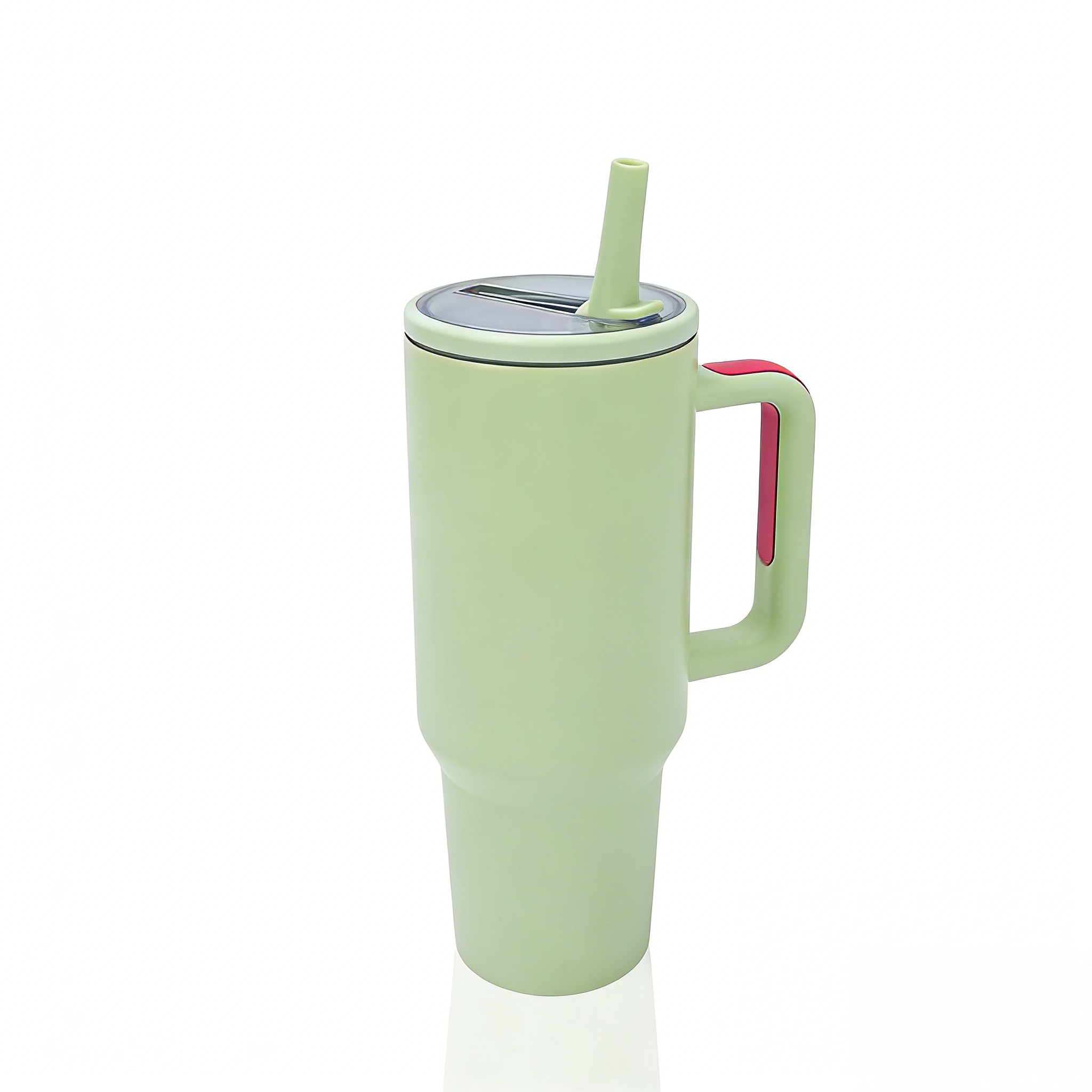 40oz Stainless Steel Insulated Tumbler with Handle & Flip Straw – Grass Green – Keeps Drinks Hot & Cold