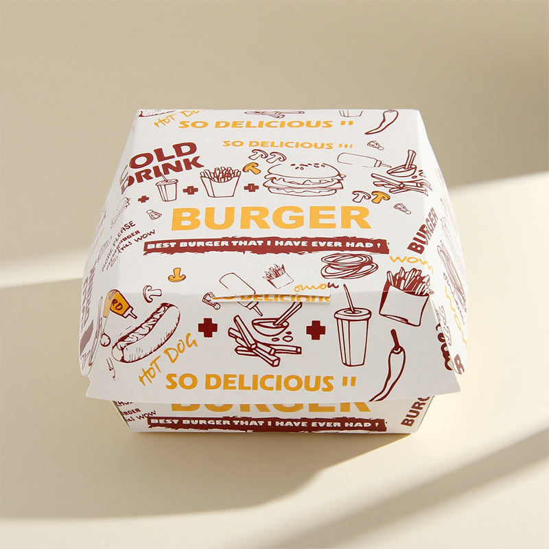 100pcs Burger Box Durable Grease Resistant Packaging | In Stock Solution | Sinicline