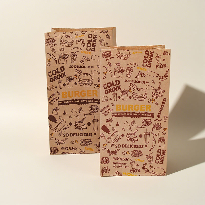 100pcs Fast Food Paper Bag | Takeaway Packaging for Food Trucks | Sinicline