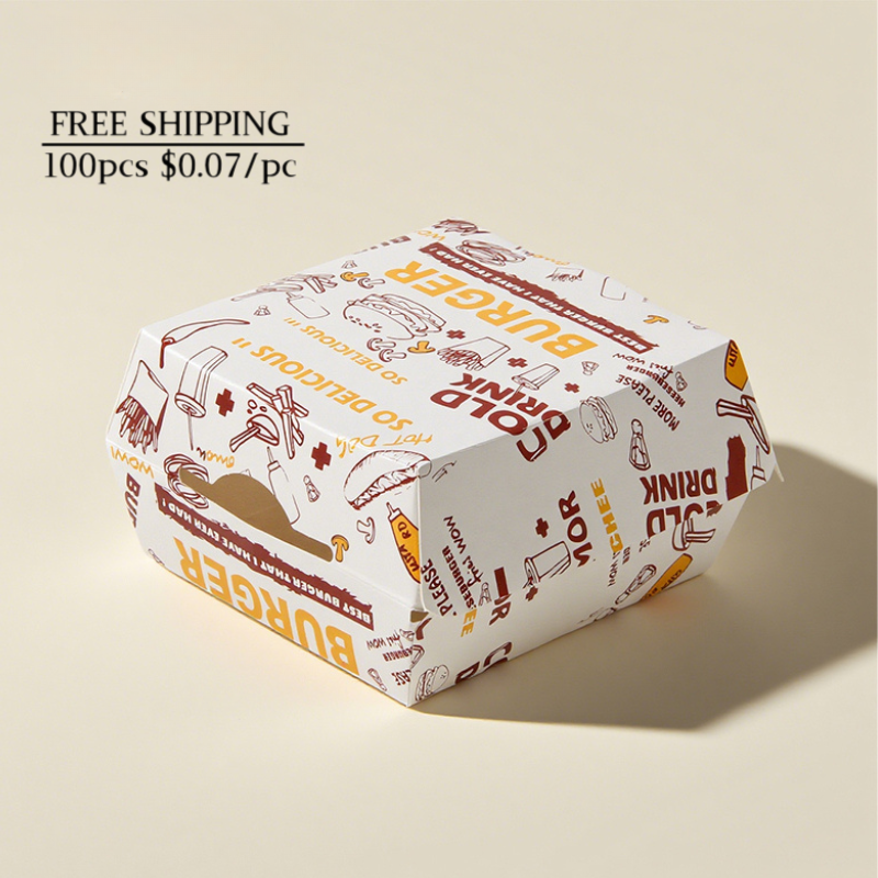 100pcs Burger Box Durable Grease Resistant Packaging | In Stock Solution | Sinicline