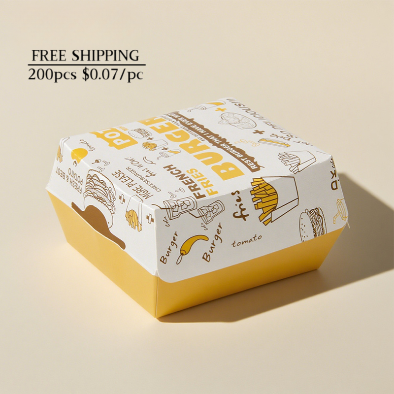 200pcs Burger Paper Box | Eco Friendly Durable Takeaway Packaging | Sinicline
