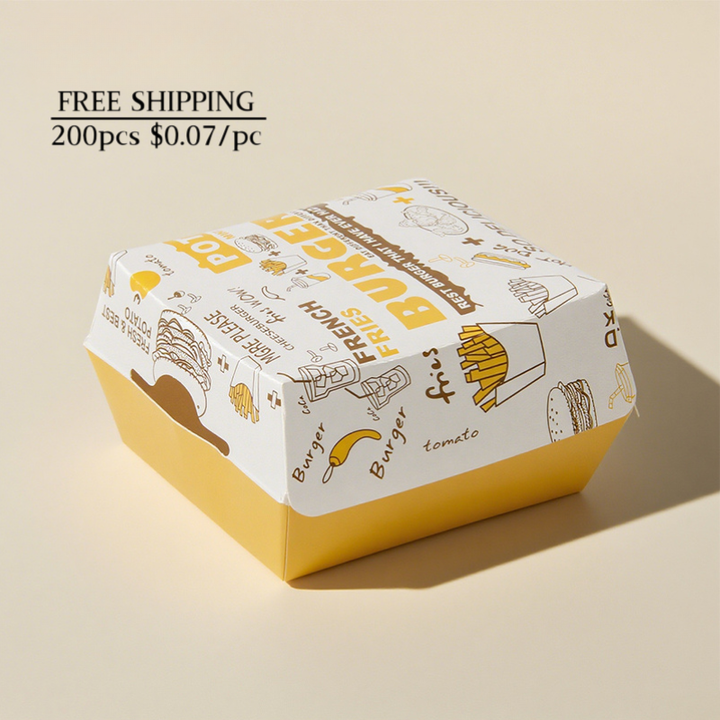 200pcs Burger Paper Box | Eco Friendly Durable Takeaway Packaging | Sinicline