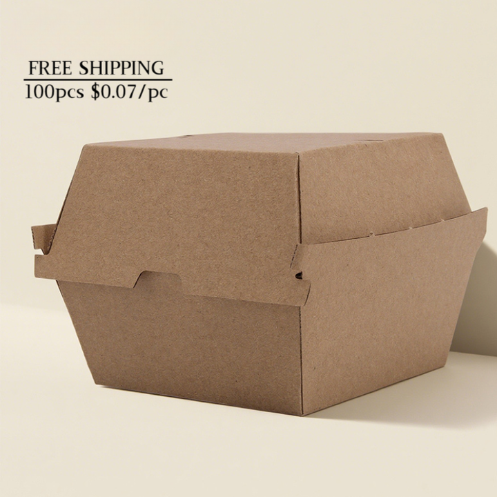 100pcs Corrugated Burger Box | Eco Friendly Sturdy Takeout Packaging | Sinicline