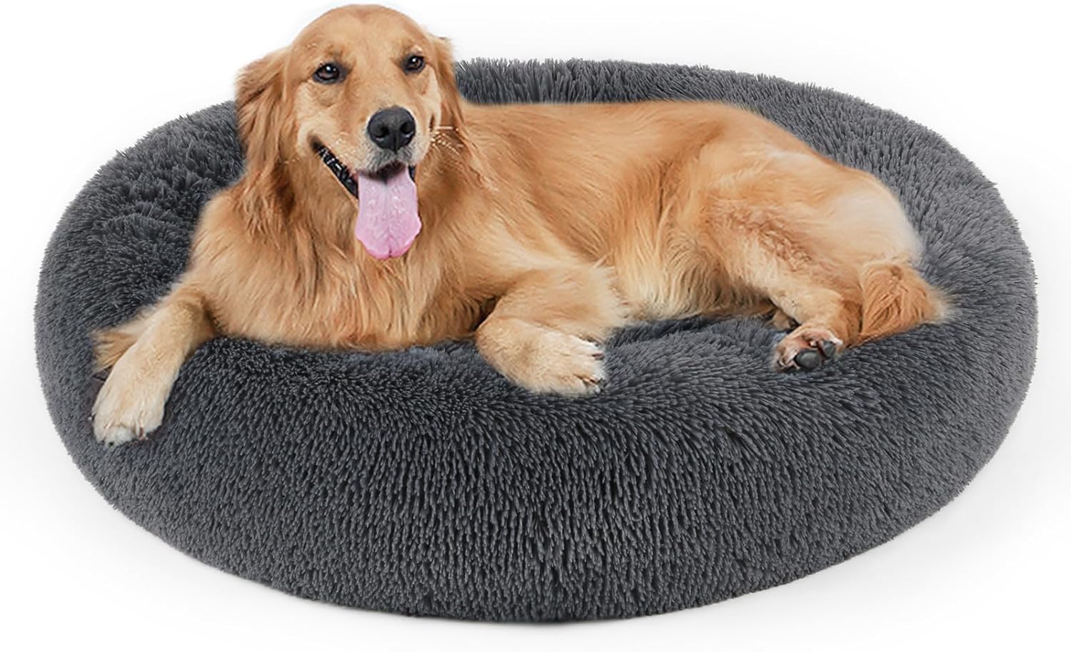 Dog Bed, Calming Dog Beds, Anti-Anxiety Indoor Round Dog Bed, Faux Fur Pet Donut Cuddler Round Plush Bed for Medium Dogs