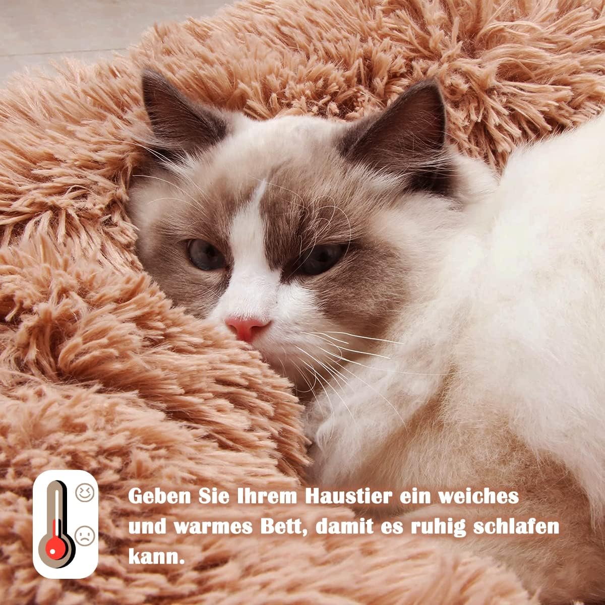 Calming Dog and Cat Bed Donut - 19.7'' Dog Bed Small, Fluffy Cat Anti Anxiety Beds for Indoor Cats, Washable Pet Bed with Non-Skid Bottom for Dogs and Cats, Light Grey M(19.7in/50cm)