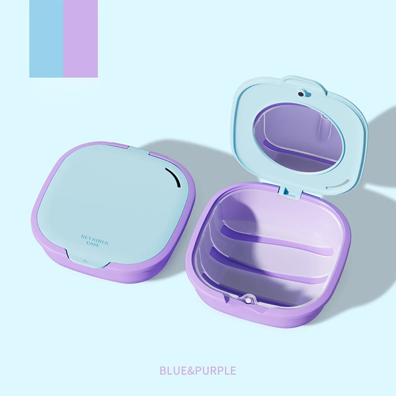 Dental Retainer Case With Drain Basket Portable Mouth Guard False Teeth Denture Storage Box Teeth Aligner Braces Case