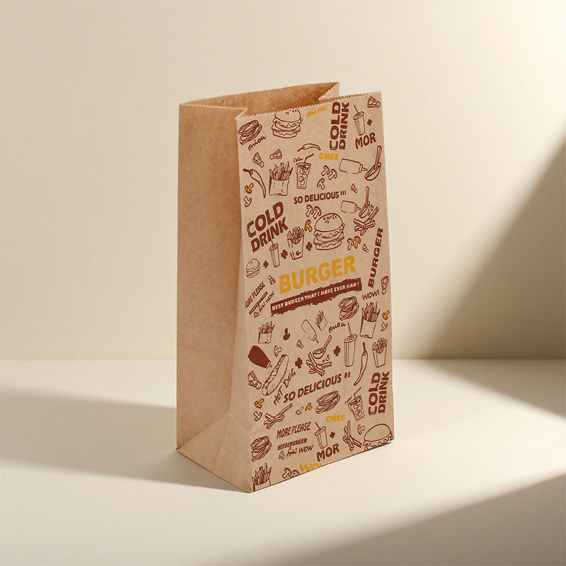 100pcs Fast Food Paper Bag | Takeaway Packaging for Food Trucks | Sinicline