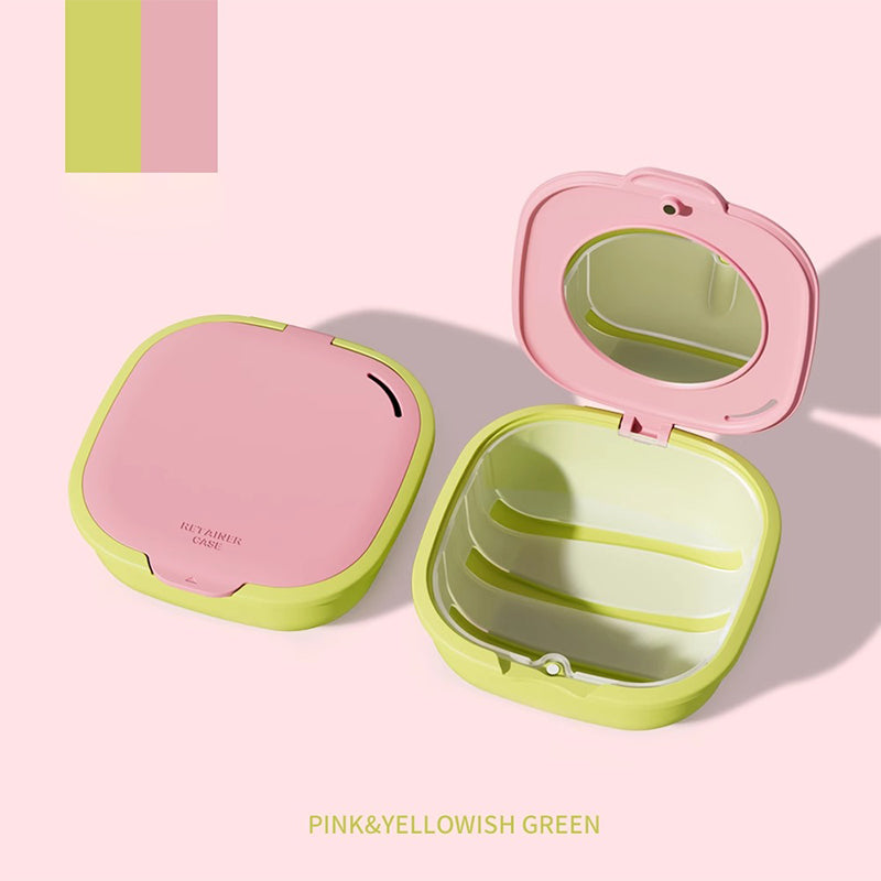 Dental Retainer Case With Drain Basket Portable Mouth Guard False Teeth Denture Storage Box Teeth Aligner Braces Case