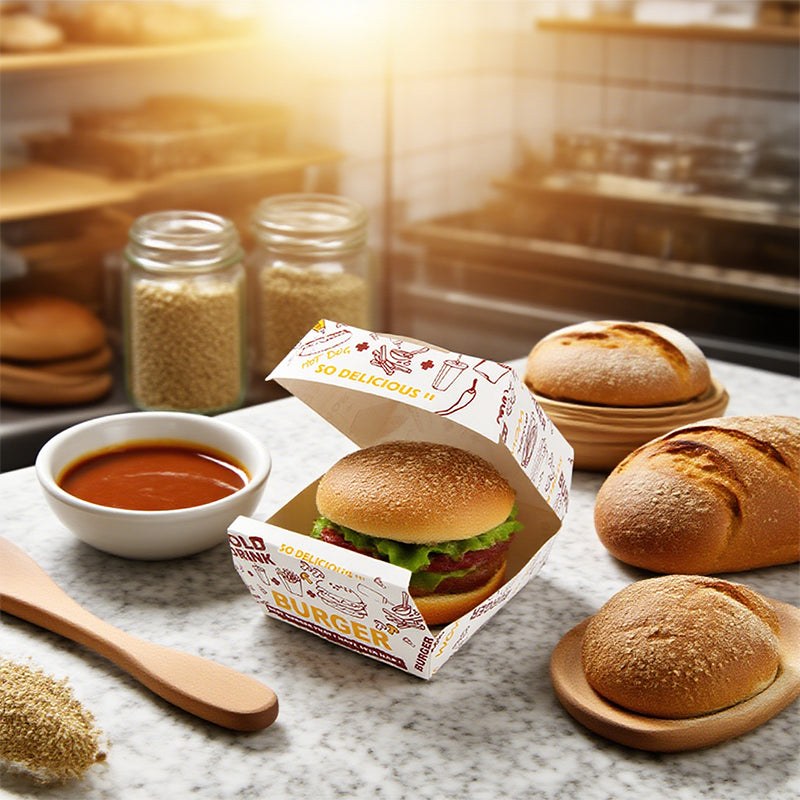 100pcs Burger Box Durable Grease Resistant Packaging | In Stock Solution | Sinicline