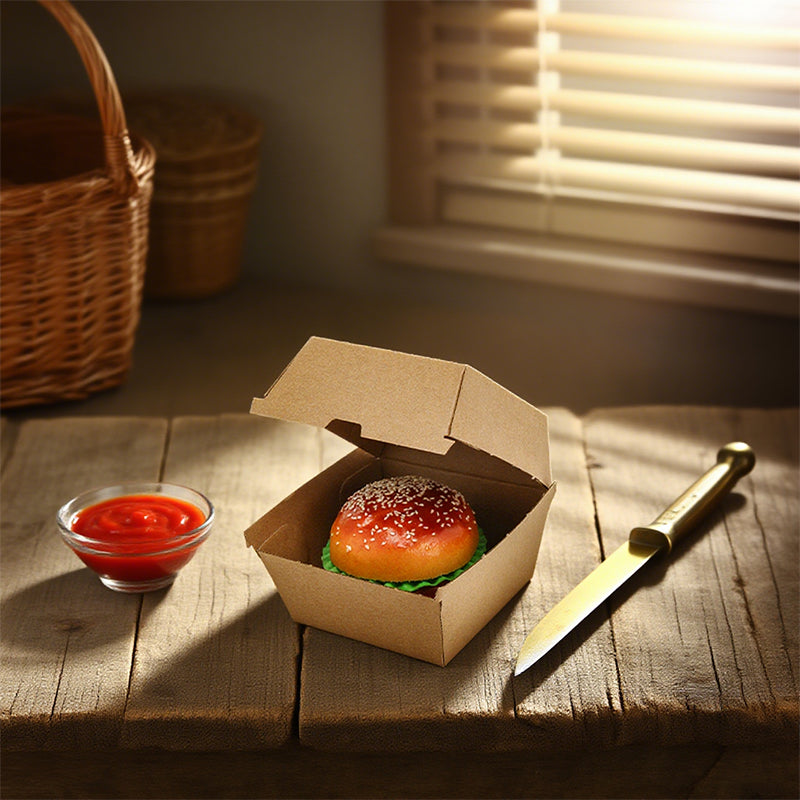 100pcs Corrugated Burger Box | Eco Friendly Sturdy Takeout Packaging | Sinicline