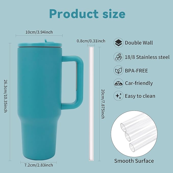 40oz Stainless Steel Insulated Tumbler with Handle & Flip Straw – Dark Green – Keeps Drinks Hot & Cold