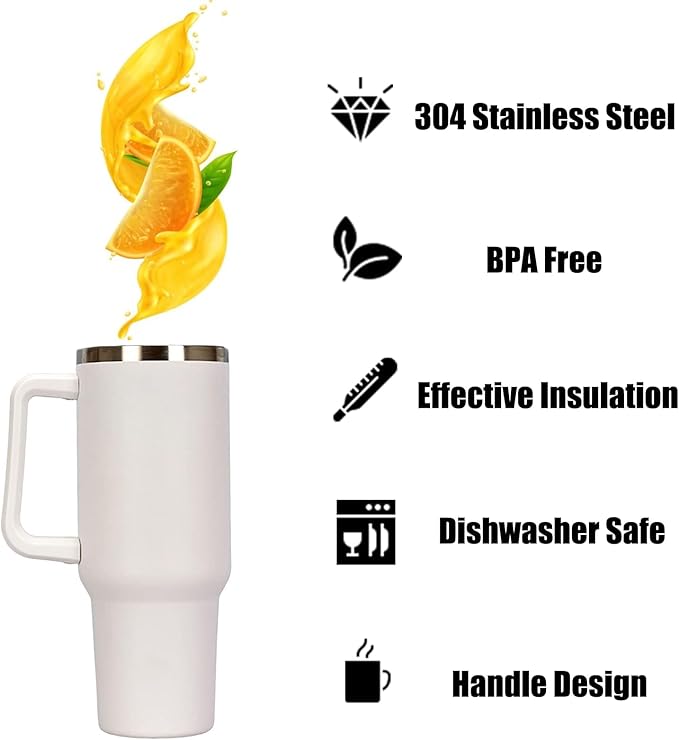 40oz Stainless Steel Insulated Tumbler with Handle & Flip Straw – Pink – Keeps Drinks Hot & Cold