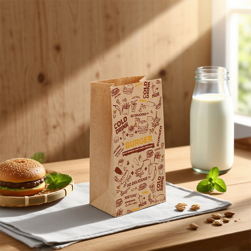 100pcs Fast Food Paper Bag | Takeaway Packaging for Food Trucks | Sinicline