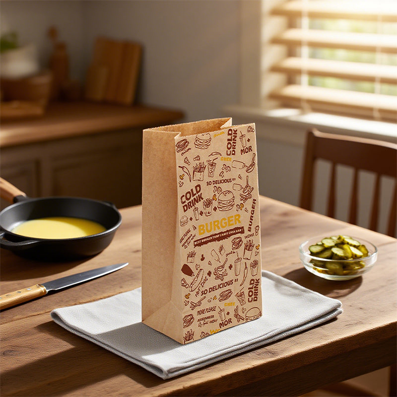 100pcs Fast Food Paper Bag | Takeaway Packaging for Food Trucks | Sinicline