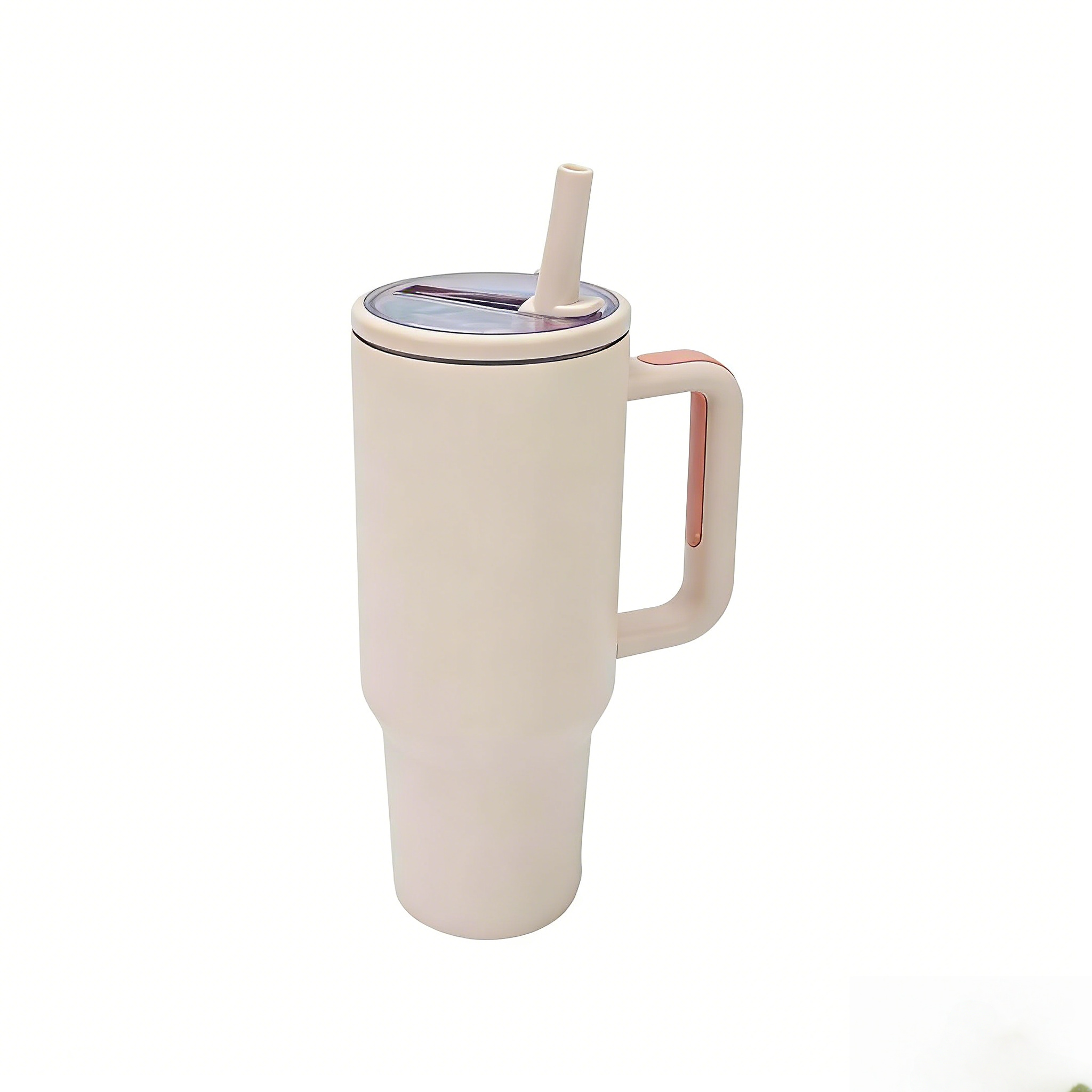40oz Stainless Steel Insulated Tumbler with Handle & Flip Straw –  Rose Quartz – Keeps Drinks Hot & Cold