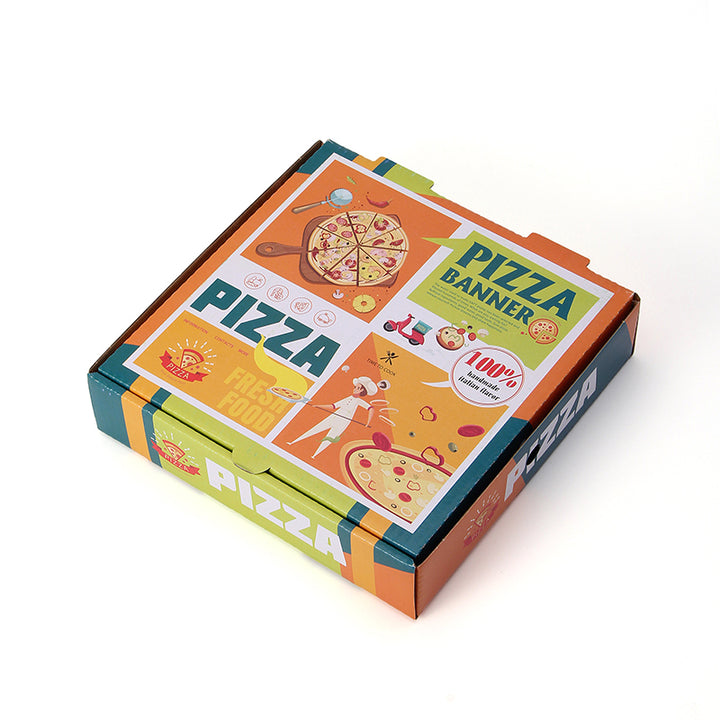 Retro-Art Eco-Friendly Pizza Box | Custom Corrugated Cardboard Packaging for Pizzerias
