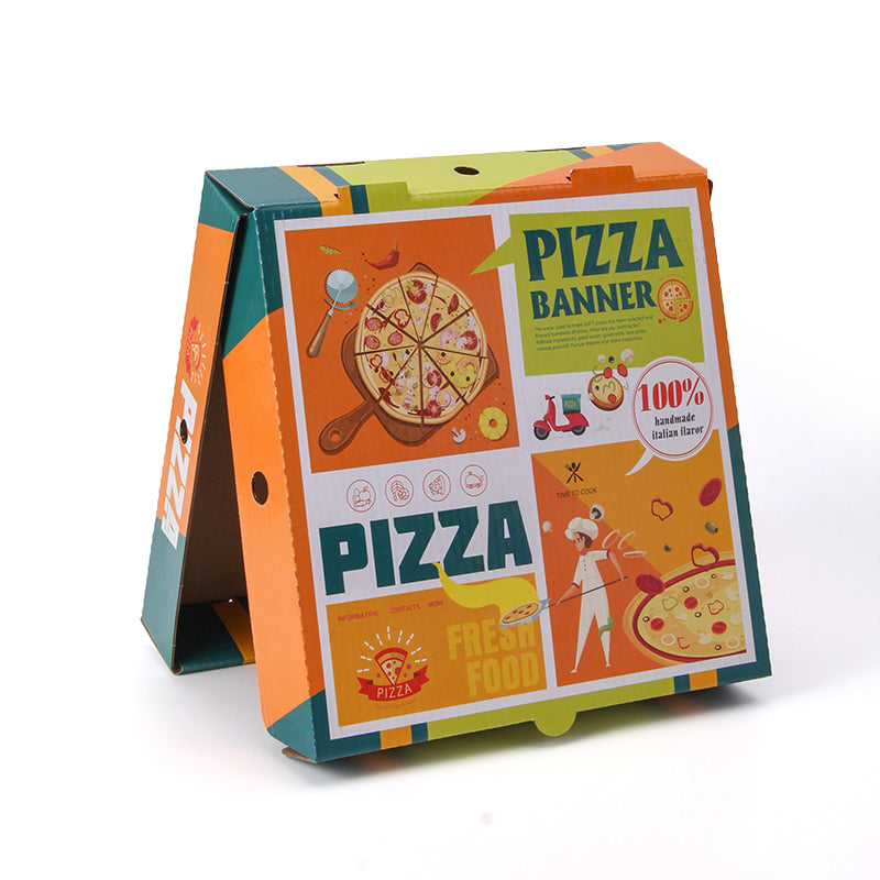 Retro-Art Eco-Friendly Pizza Box | Custom Corrugated Cardboard Packaging for Pizzerias
