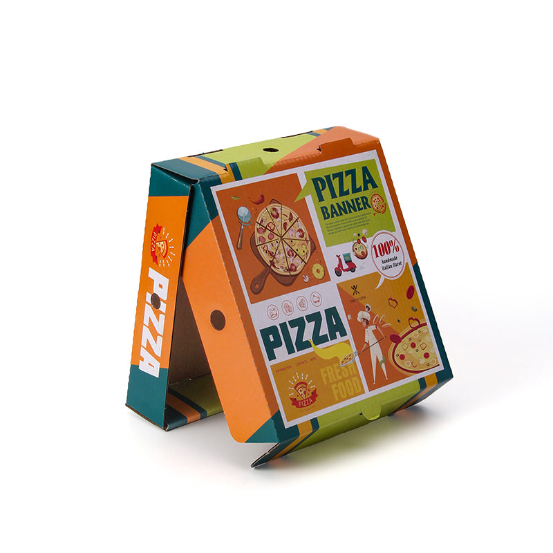 Retro-Art Eco-Friendly Pizza Box | Custom Corrugated Cardboard Packaging for Pizzerias