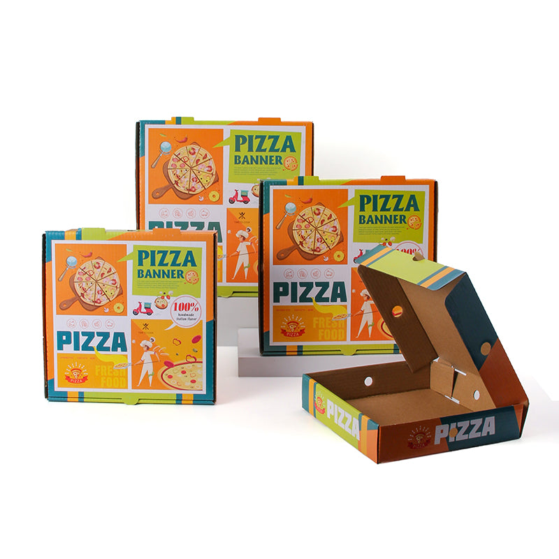 Retro-Art Eco-Friendly Pizza Box | Custom Corrugated Cardboard Packaging for Pizzerias