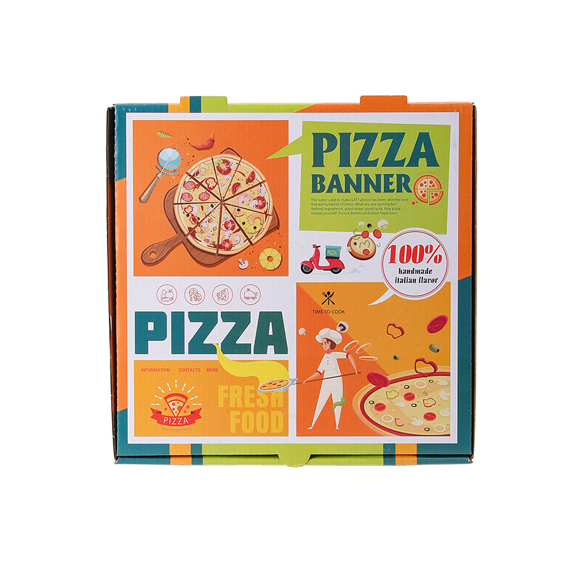 Retro-Art Eco-Friendly Pizza Box | Custom Corrugated Cardboard Packaging for Pizzerias