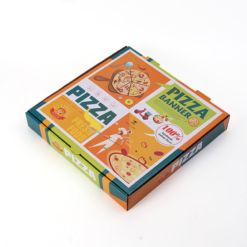Retro-Art Eco-Friendly Pizza Box | Custom Corrugated Cardboard Packaging for Pizzerias