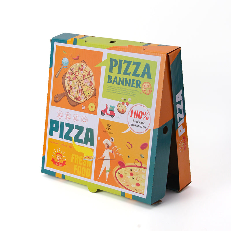 Retro-Art Eco-Friendly Pizza Box | Custom Corrugated Cardboard Packaging for Pizzerias