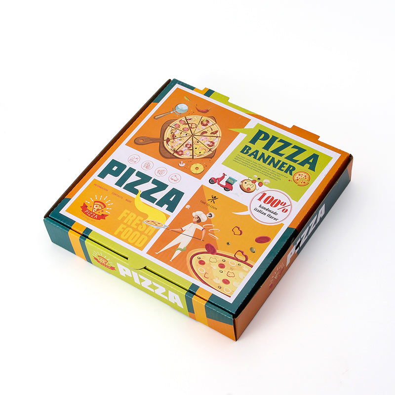 Retro-Art Eco-Friendly Pizza Box | Custom Corrugated Cardboard Packaging for Pizzerias